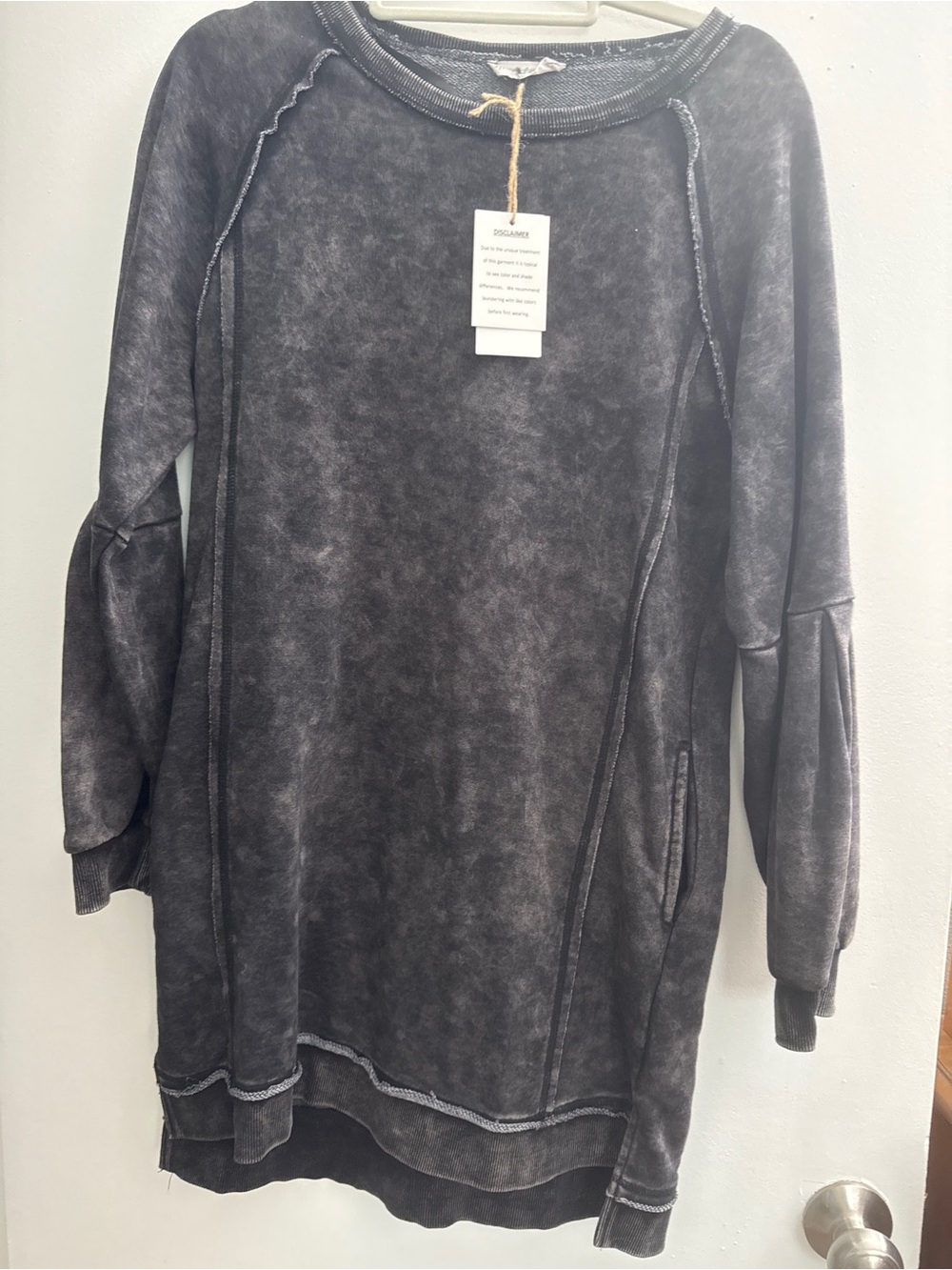 Black acid Dark Washed Dress with pockets New!